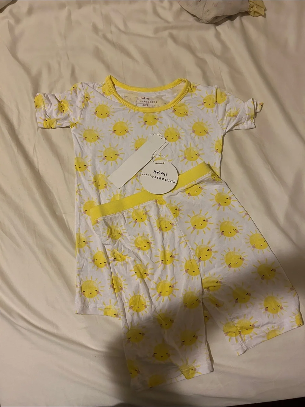 Little sleepies Signature White and Yellow Sun Short Pajama Set